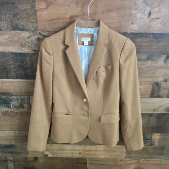 J. Crew Factory Wool Blend Blazer Camel Women's Size 00 - Picture 4 of 6